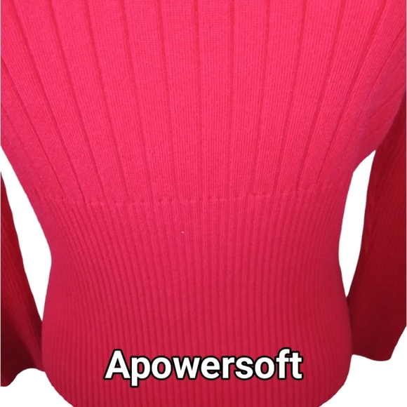 Red Ribbed Scoop Neck Sweater — Q$A — Juniors L - Picture 4 of 7